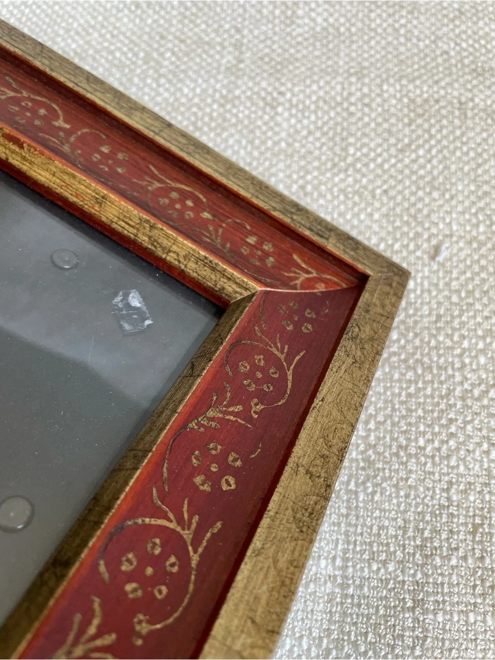 Vintage Ornate Handcrafted Red and Gold Decorative Picture Frame Fits 4x6